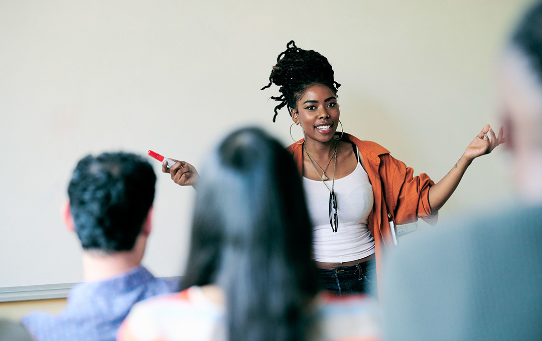 Woman giving a lecture