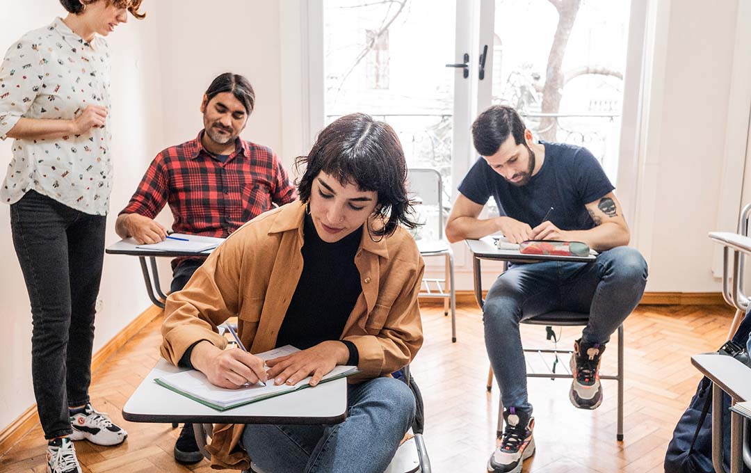 Students writing
