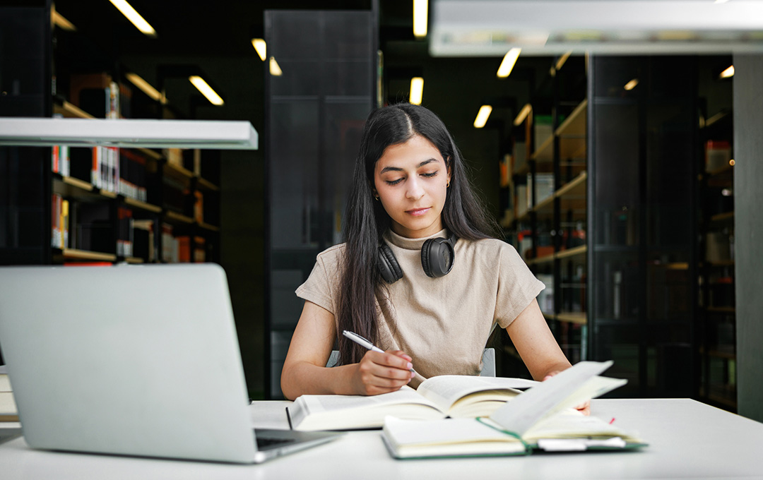 Student studying