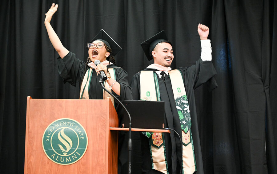 students walking and smiling