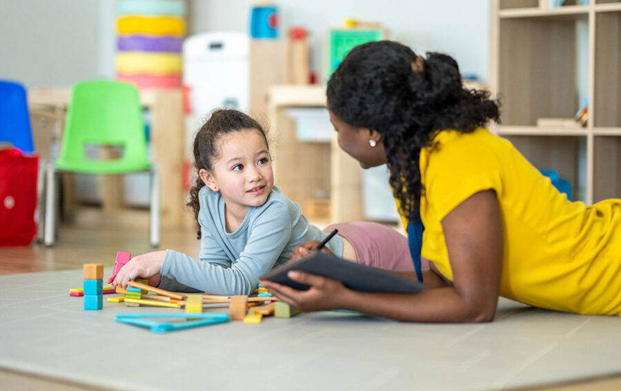 therapist playing with children
