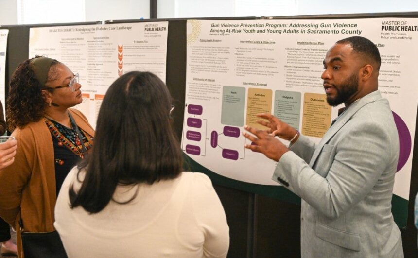 A student presents his project