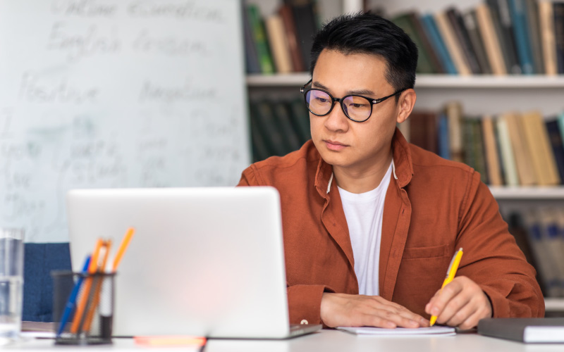 Man looking at computer screen