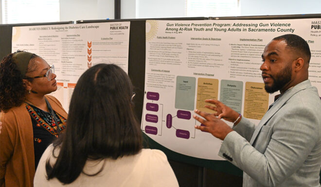 Public health worker doing lecture