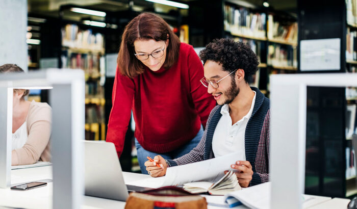 Students in the library