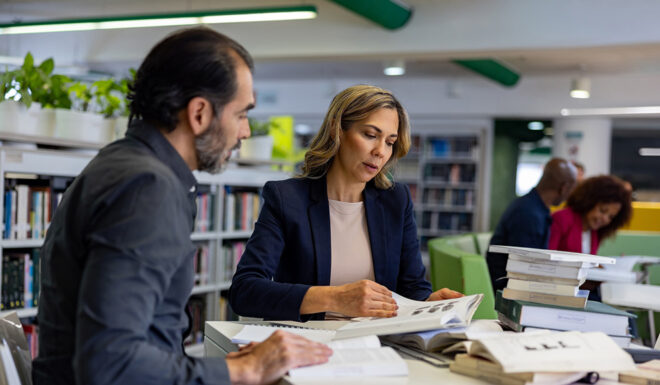 Students in the library