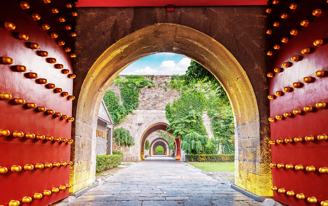 Chinese traditional red city gate