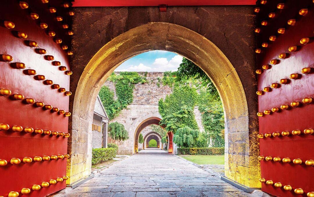 Chinese traditional red city gate