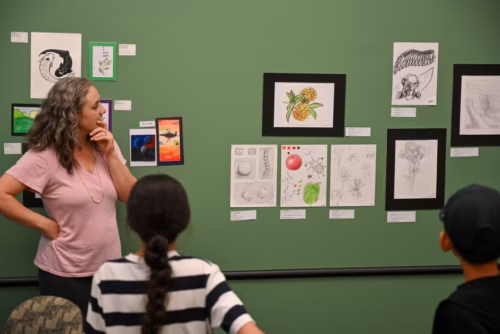 Michelle Steen Discusses Art With Her Summer Youth Academy Class.